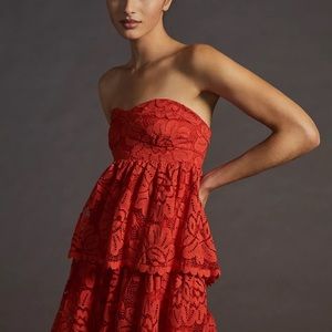 Anthropologie Maeve Strapless Lace Mini Dress NWT